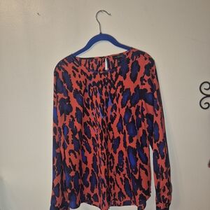 The Limited Red and Blue Patterned Blouse